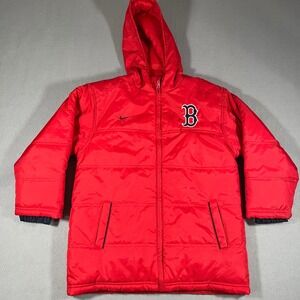 Kids Red Nike Boston Red Sox Puffer Jacket Size S Hooded‎